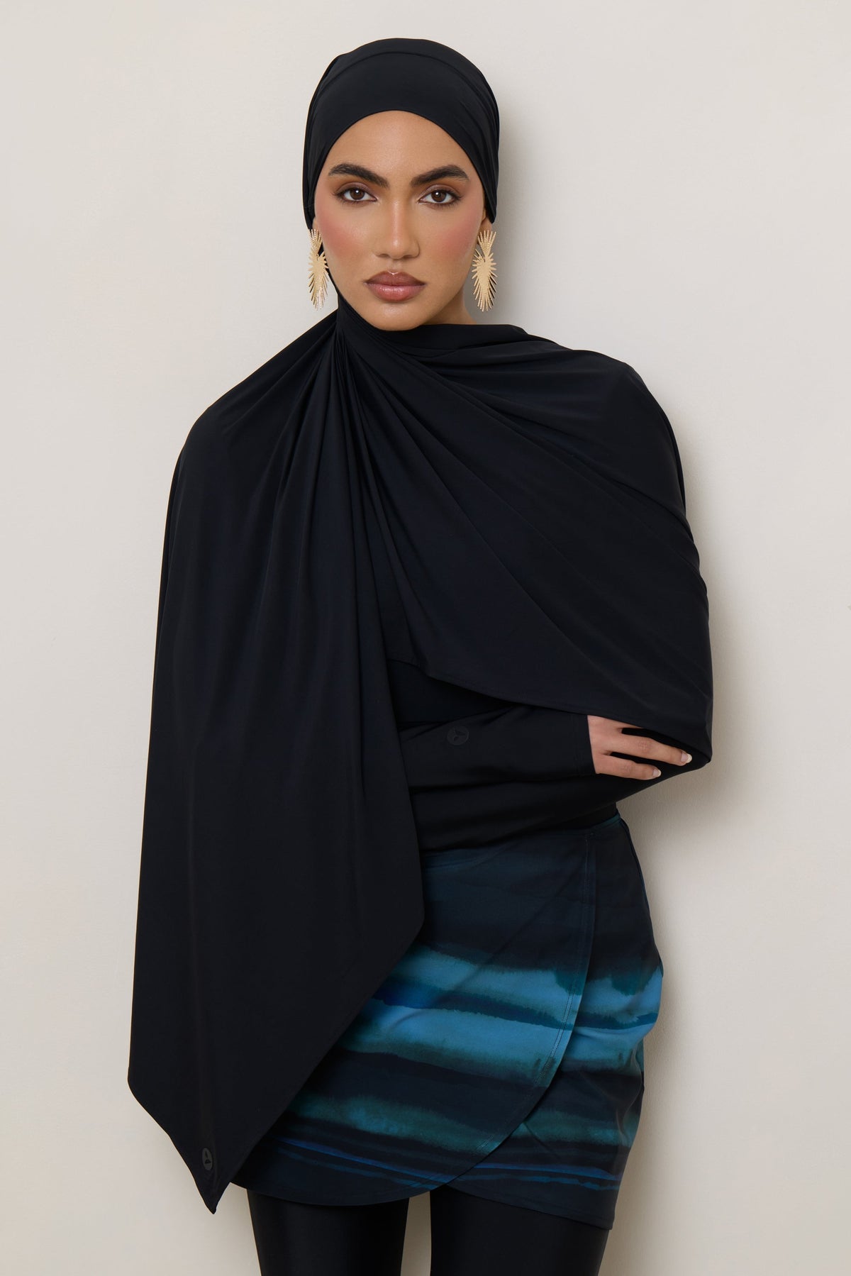Tie Back Swim Hijab - Black