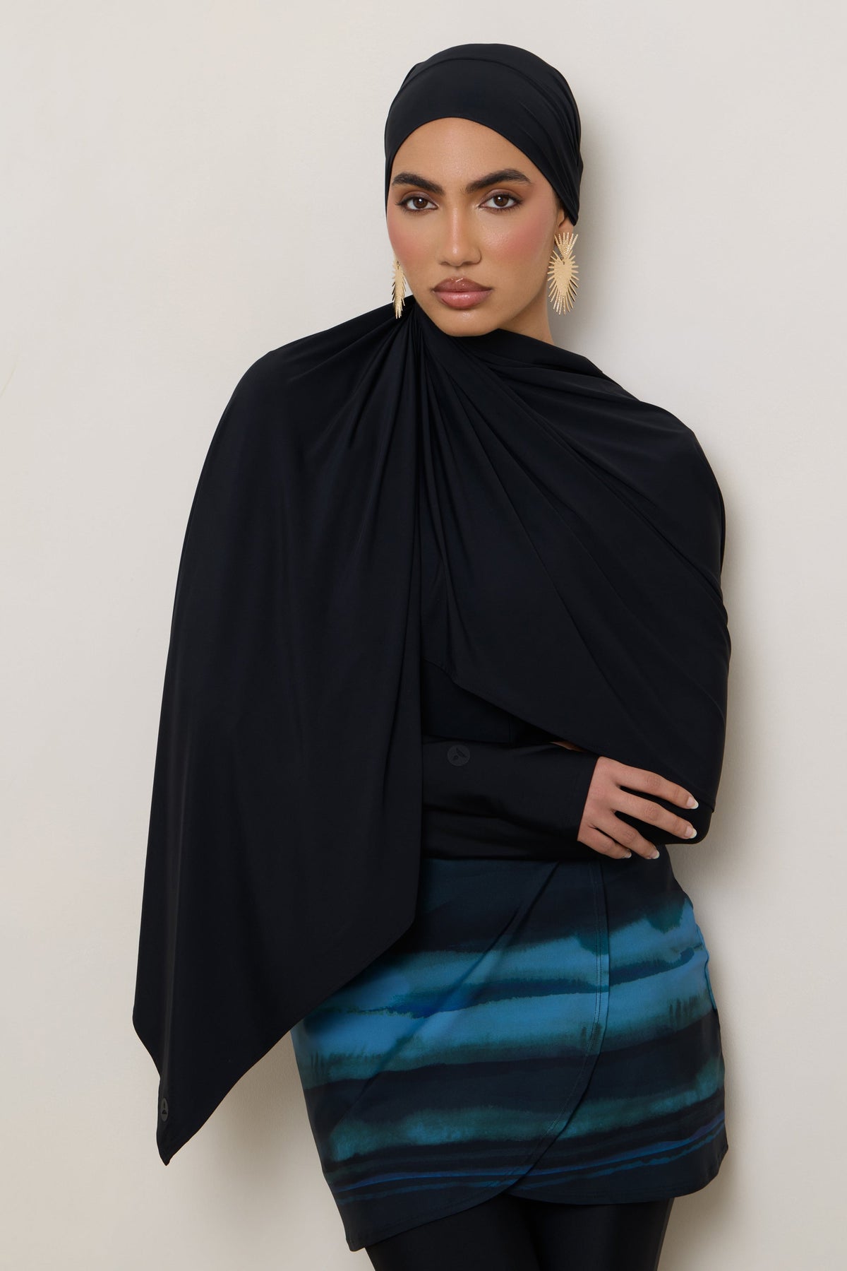 Tie Back Swim Hijab - Black