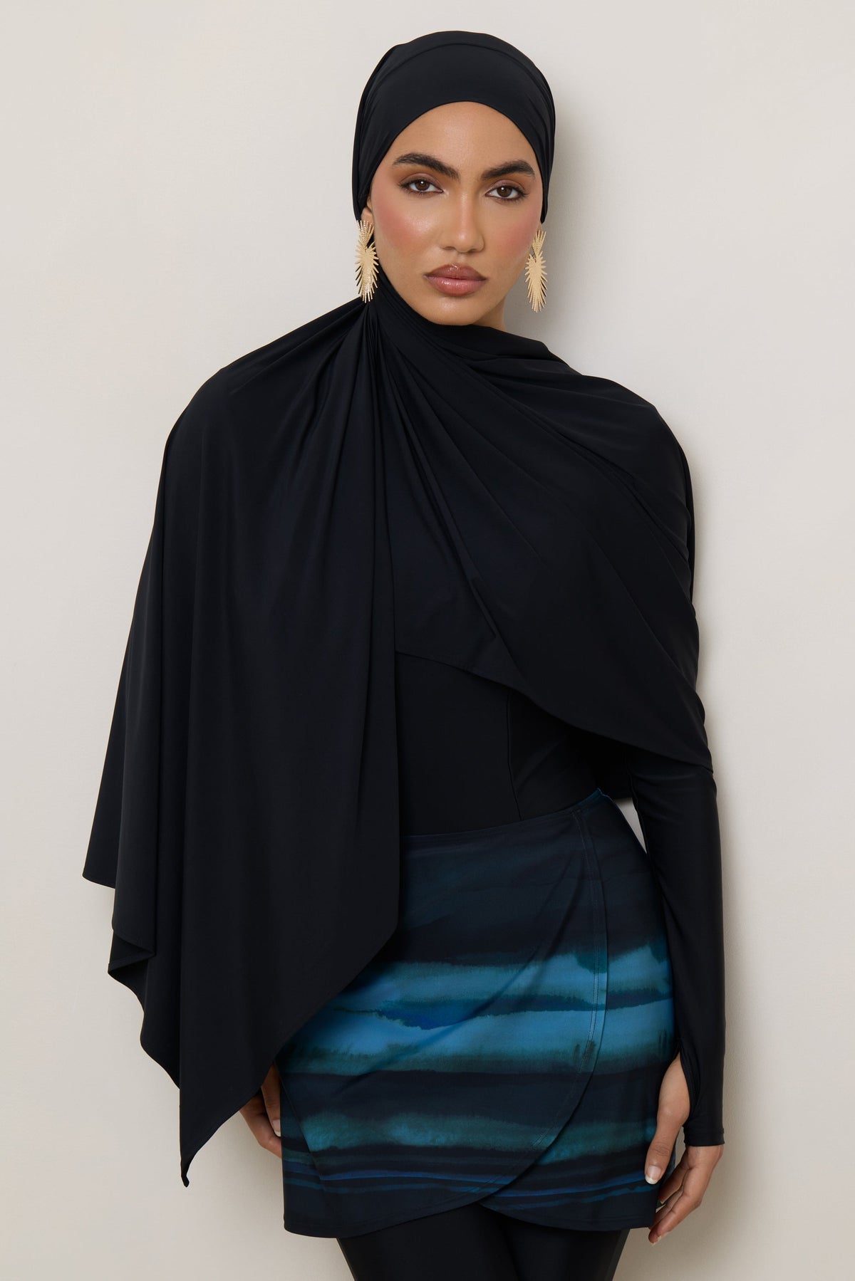 Tie Back Swim Hijab - Black