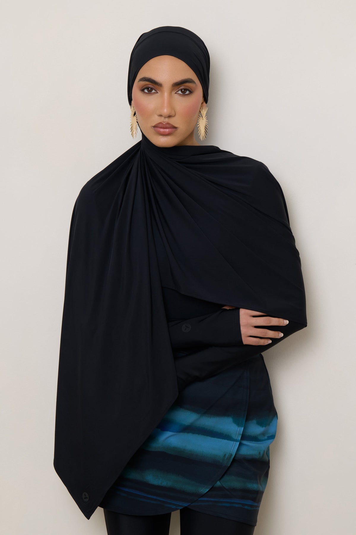 Tie Back Swim Hijab - Black