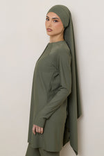 Tie Back Swim Hijab - Dusty Olive