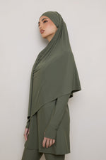 Tie Back Swim Hijab - Dusty Olive