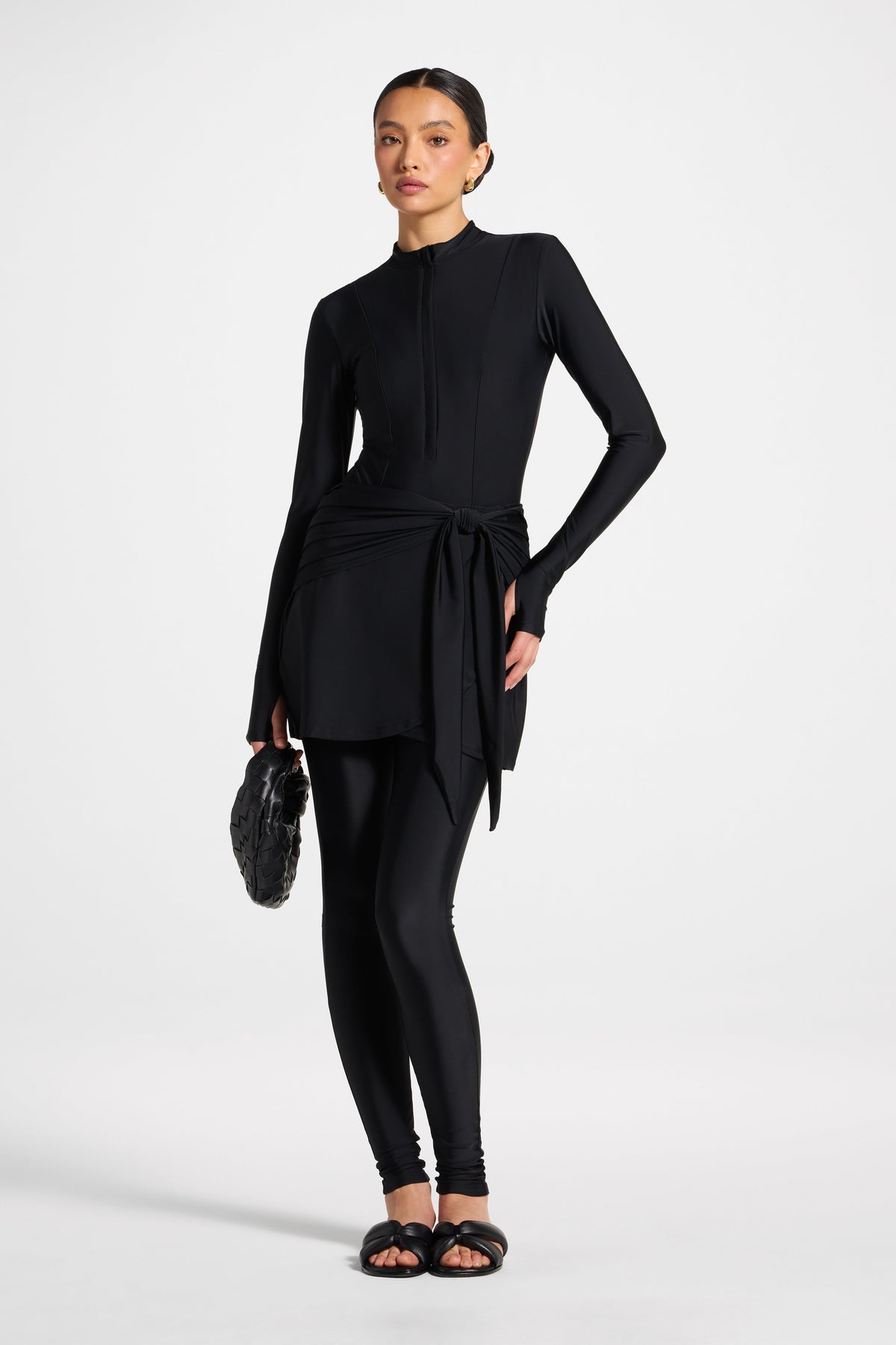 Tie Wrap Swim Skirt - Black