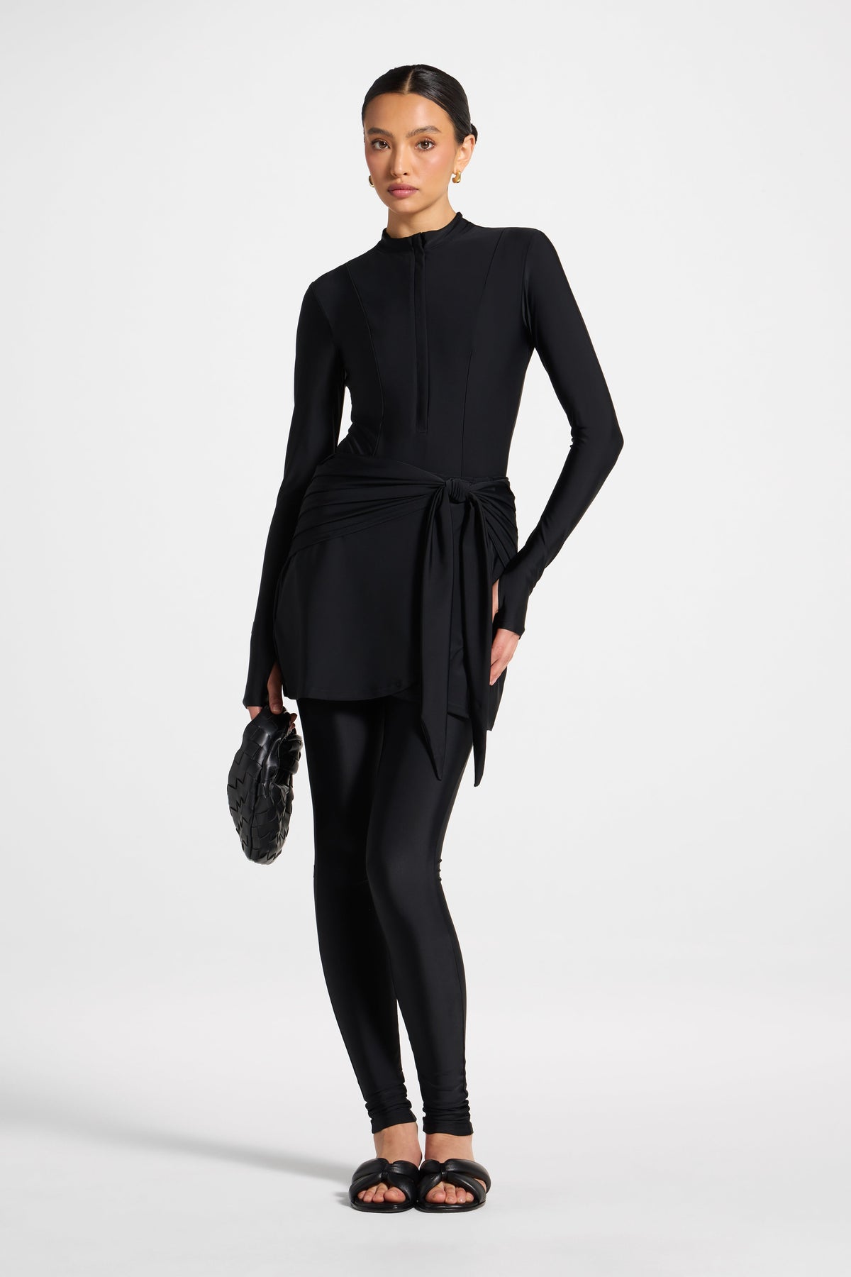 Tie Wrap Swim Skirt - Black