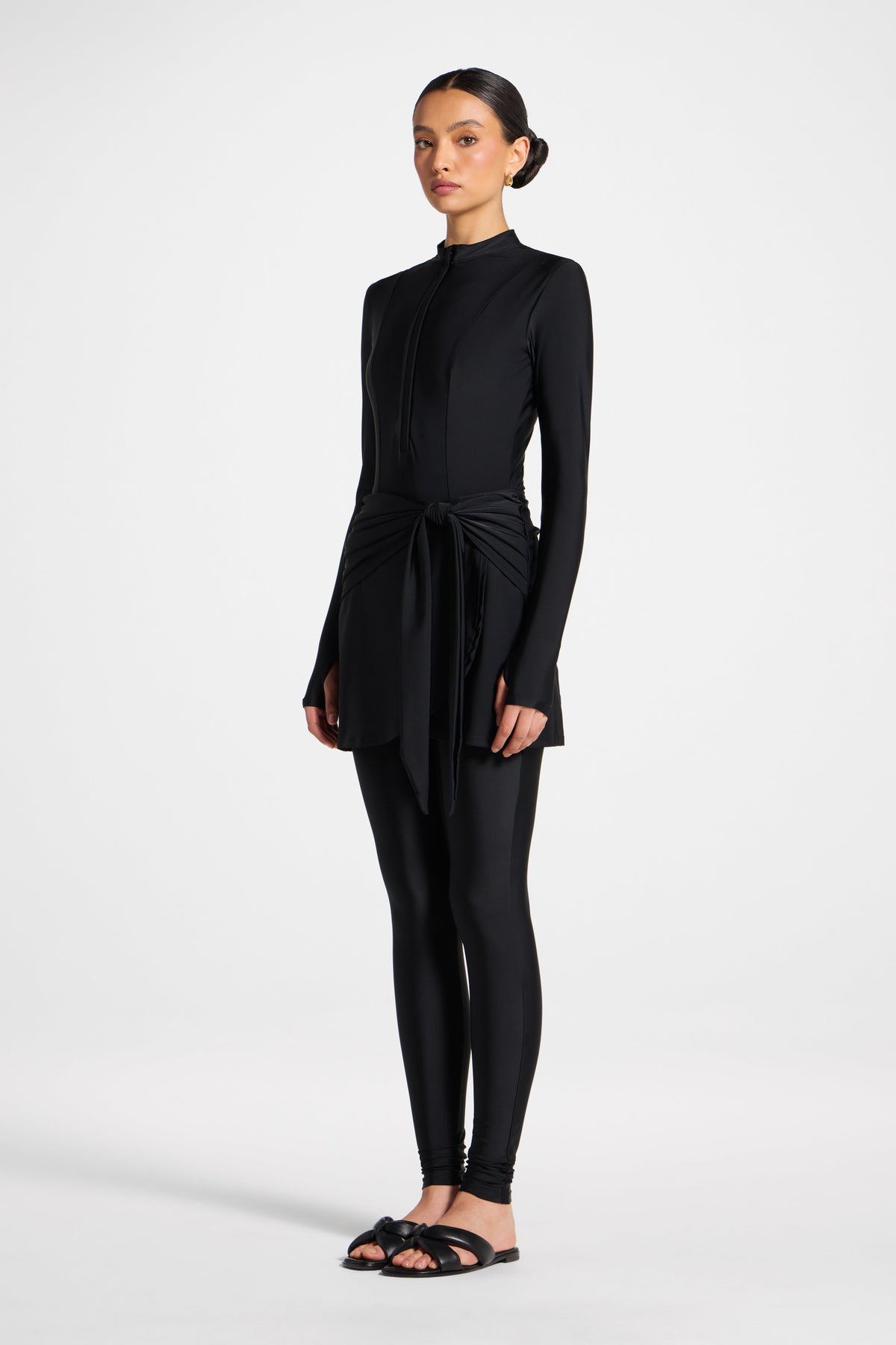 Tie Wrap Swim Skirt - Black