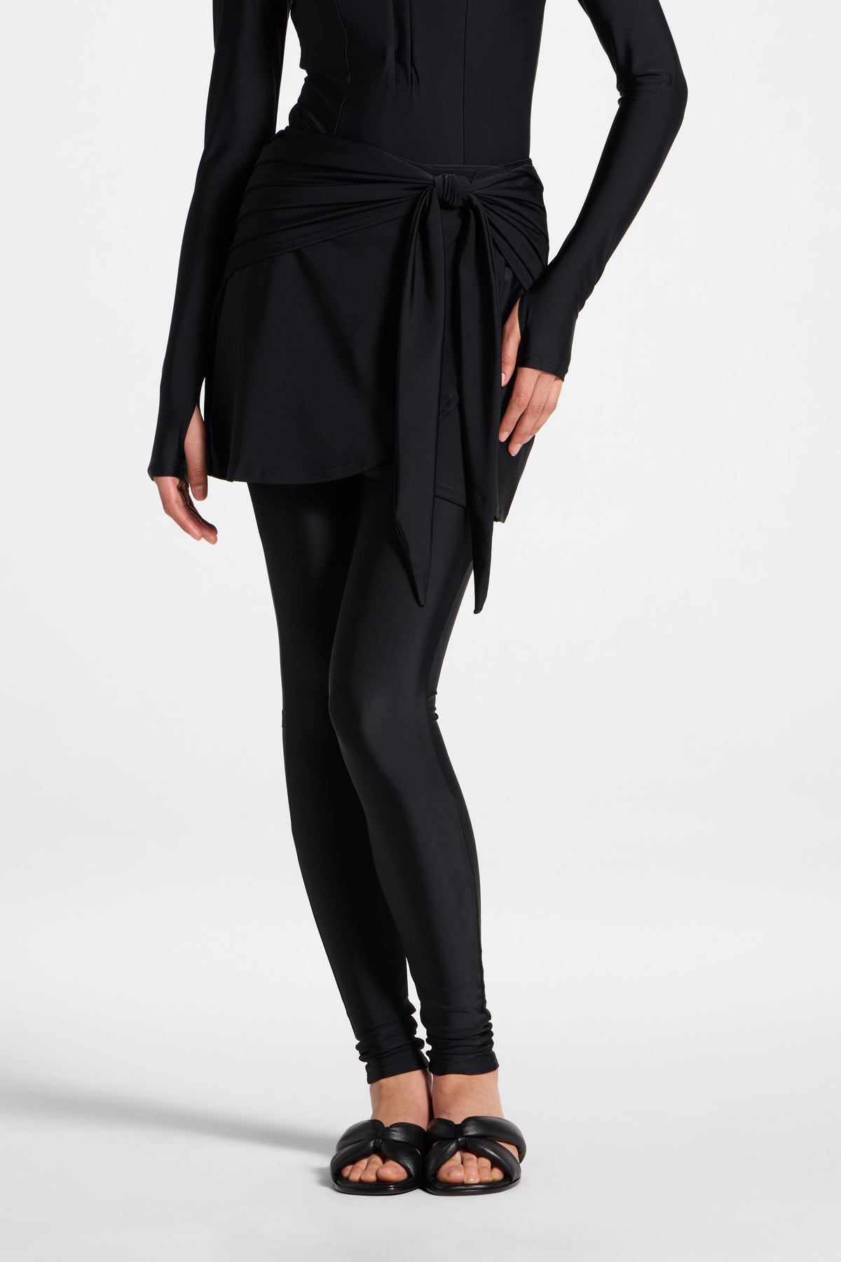 Tie Wrap Swim Skirt - Black