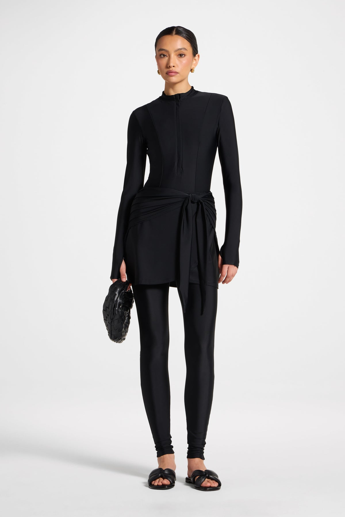 Tie Wrap Swim Skirt - Black