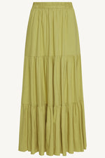 Tiered Linen Maxi Skirt - Citron