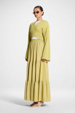 Tiered Linen Maxi Skirt - Citron