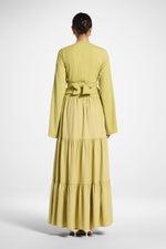 Tiered Linen Maxi Skirt - Citron
