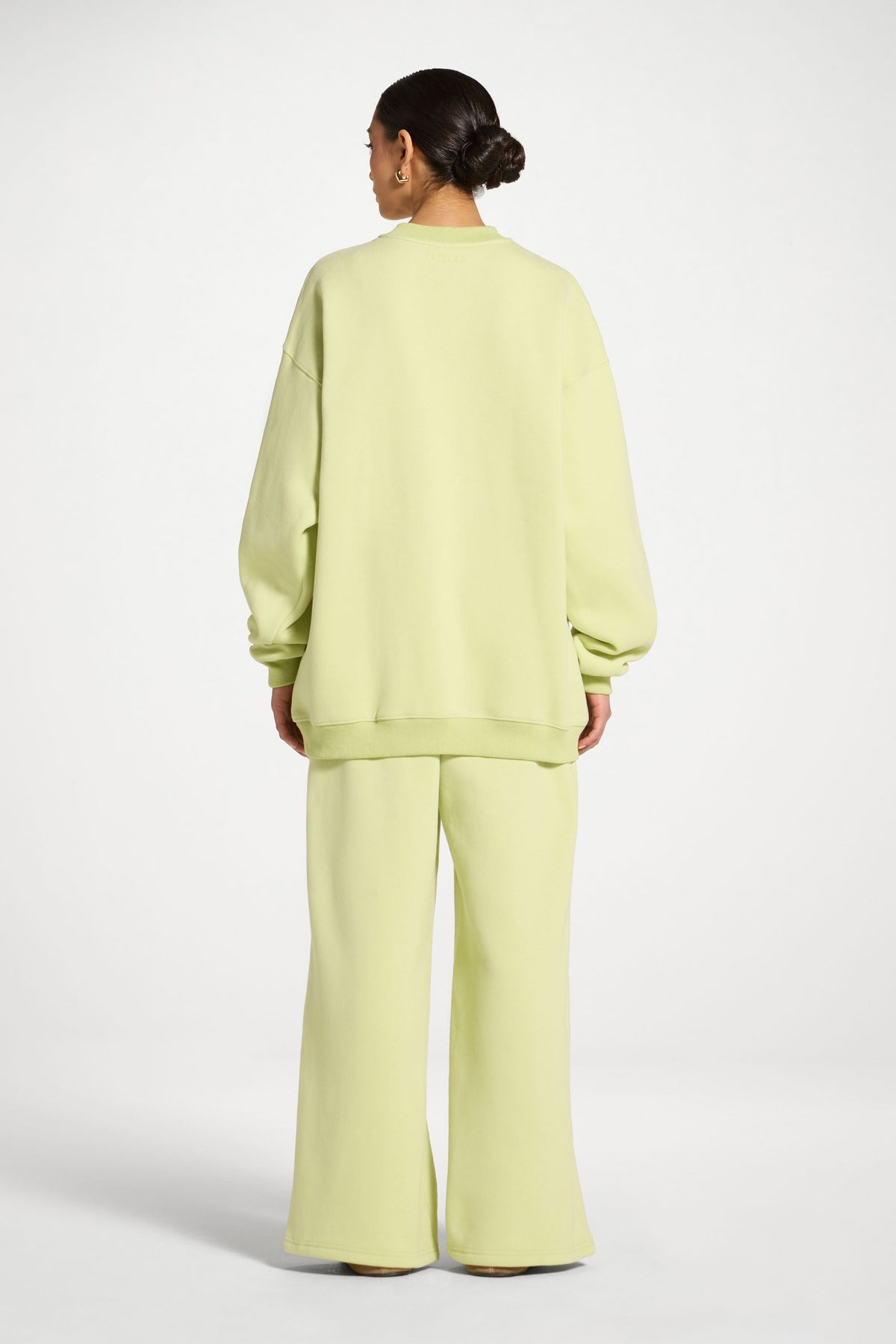 Cotton Wide Leg Sweatpants - Limeade