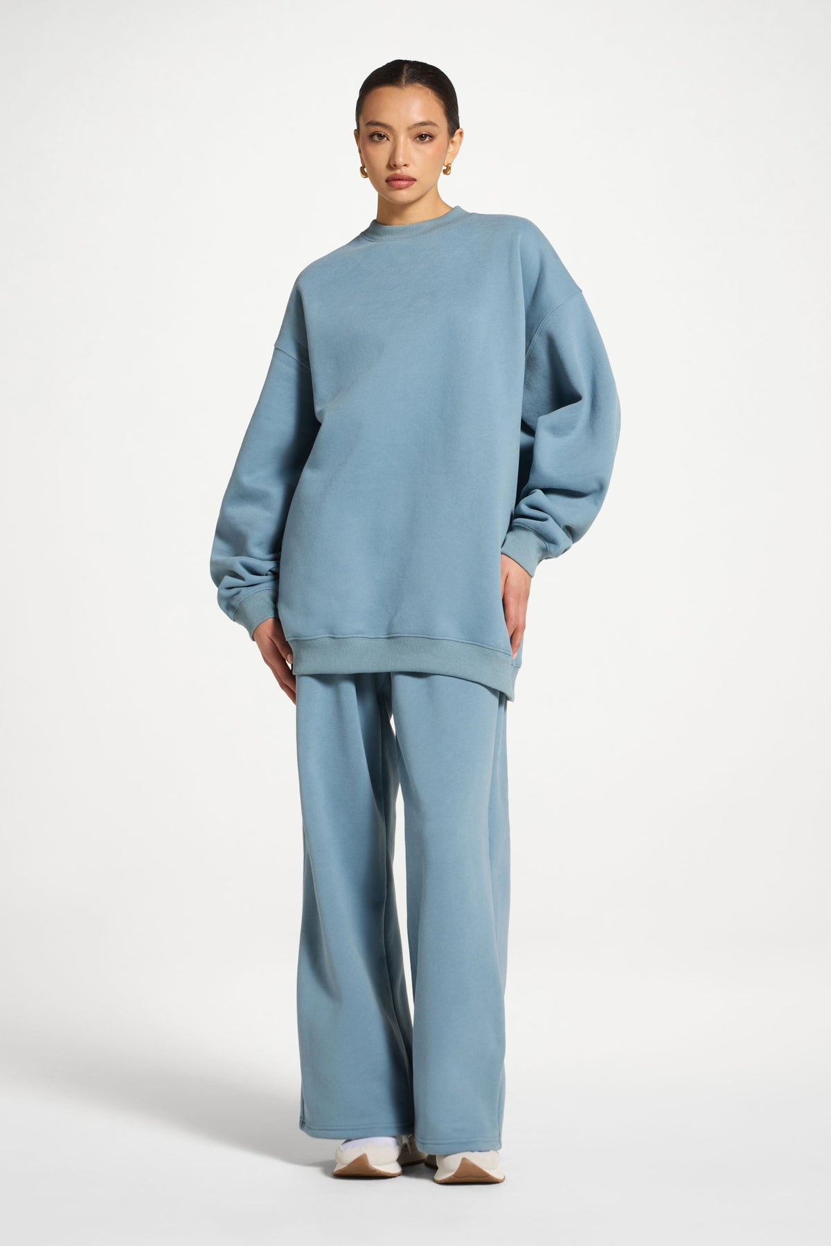 Unisex Mock Neck Sweatshirt - Steel Blue