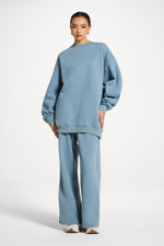 Unisex Mock Neck Sweatshirt - Steel Blue