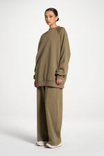 Cotton Pintuck Wide Leg Sweatpants - Midnight Moss