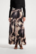 Watercolor Pleated Maxi Skirt - Mauve