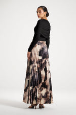 Watercolor Pleated Maxi Skirt - Mauve