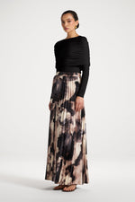 Watercolor Pleated Maxi Skirt - Mauve