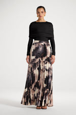 Watercolor Pleated Maxi Skirt - Mauve