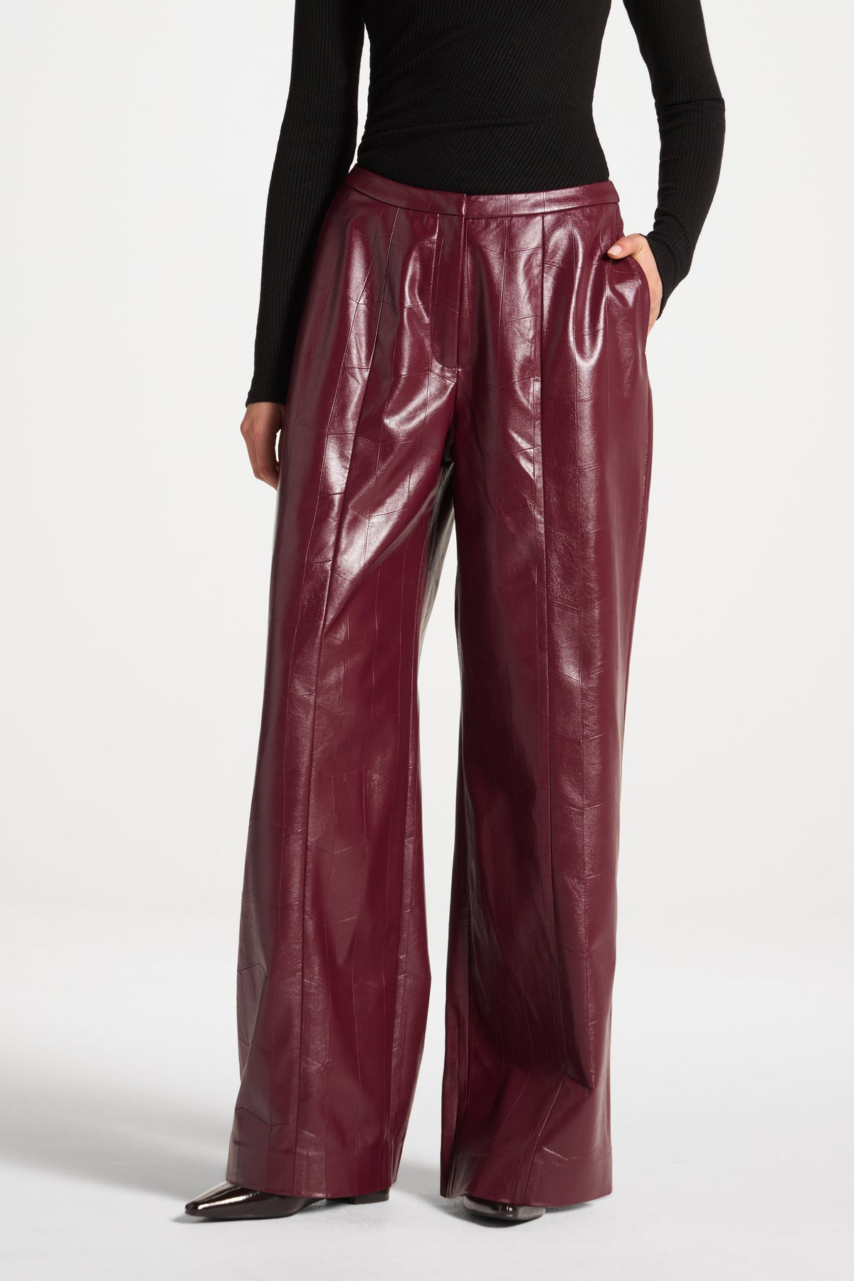 Wide Leg Leather Pants - Fig