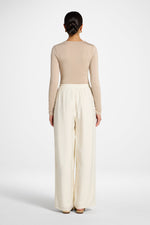 Wide Leg Pants - Heathered Ivory