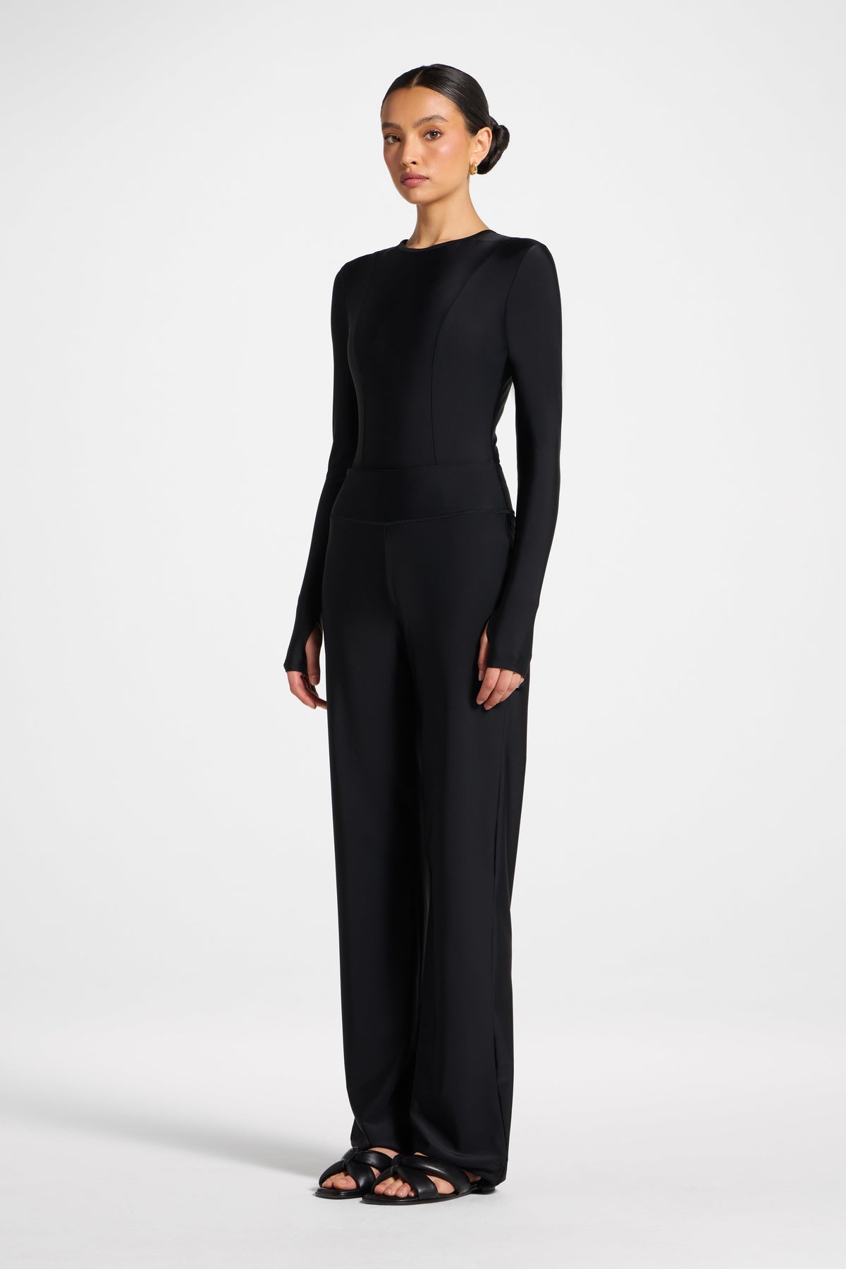 Wide Leg Swim Pants - Black