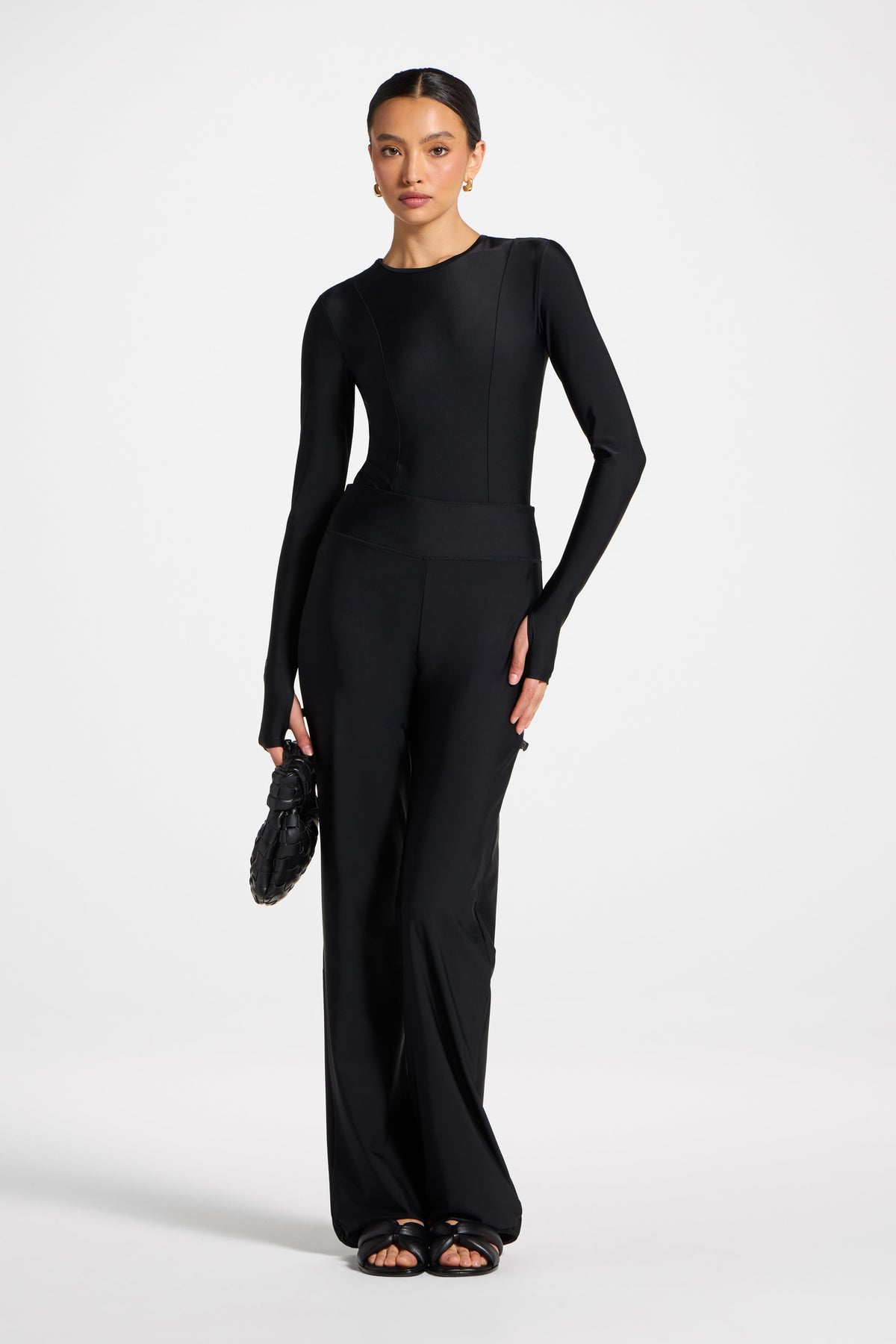 Wide Leg Swim Pants - Black