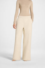 Wool Wide Leg Pants - Beige