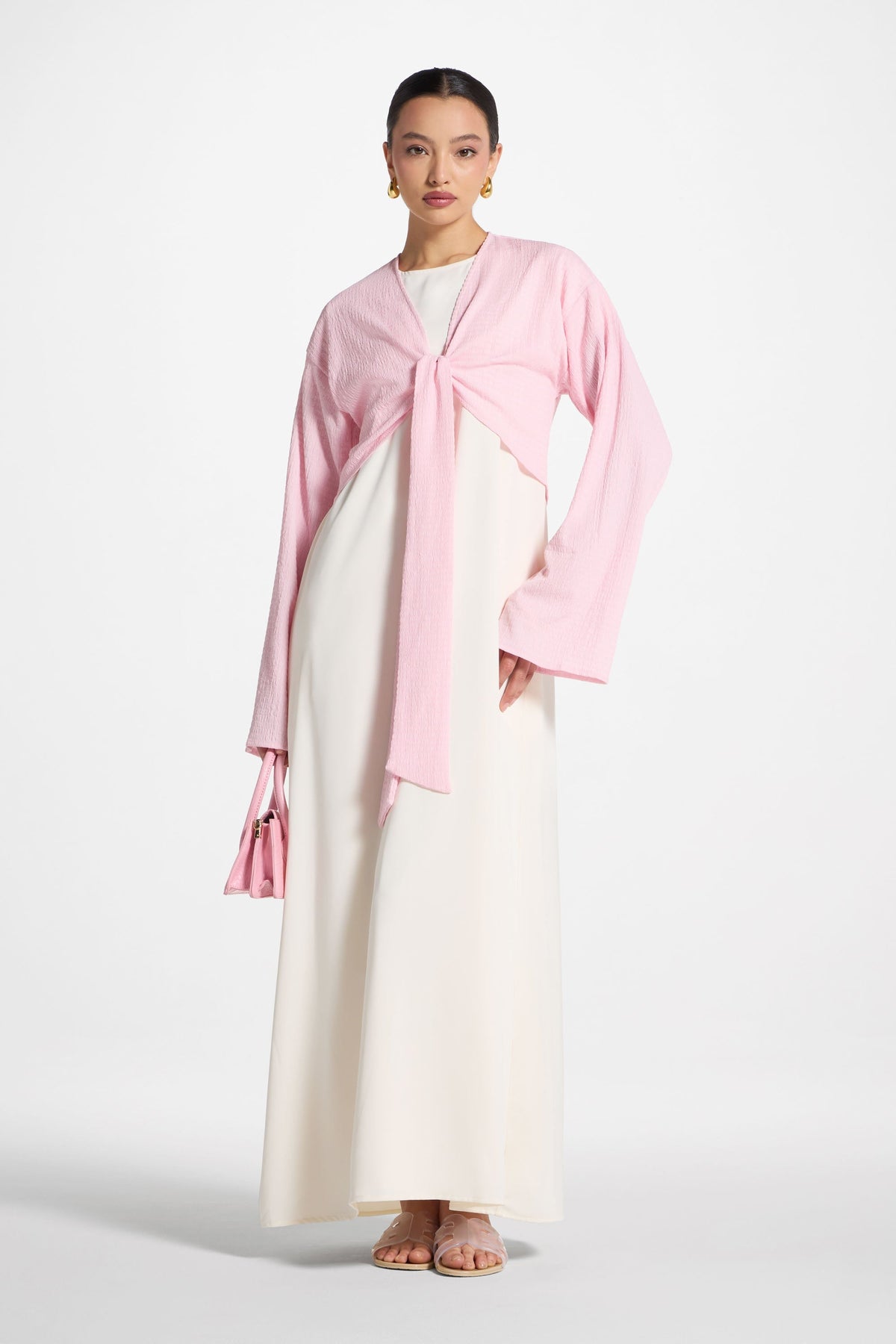 Wrap Tie Cardigan Top - Pastel Pink