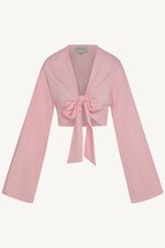 Wrap Tie Cardigan Top - Pastel Pink