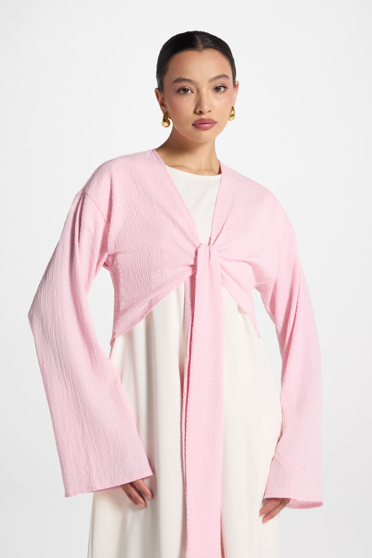 Wrap Tie Cardigan Top - Pastel Pink