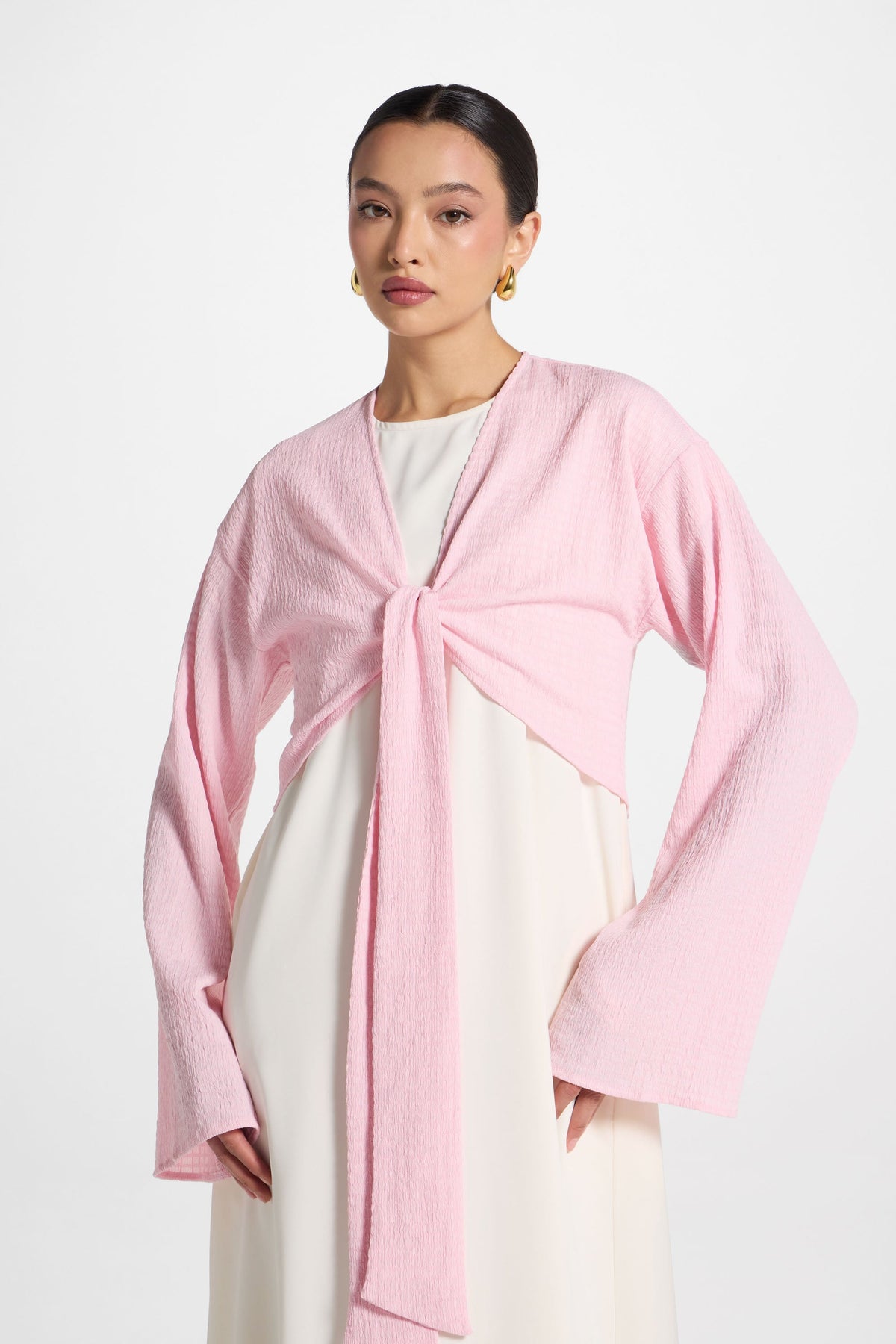 Wrap Tie Cardigan Top - Pastel Pink