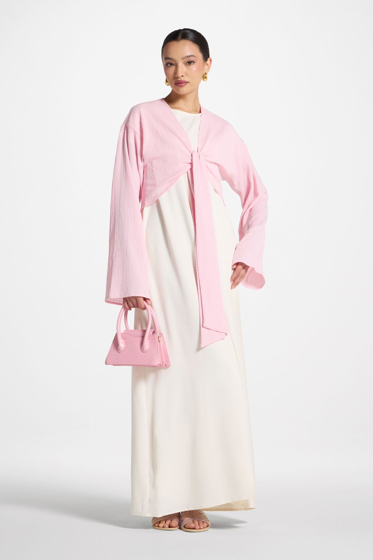 Wrap Tie Cardigan Top - Pastel Pink