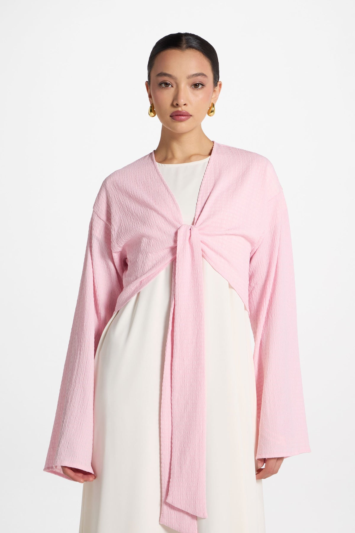 Wrap Tie Cardigan Top - Pastel Pink