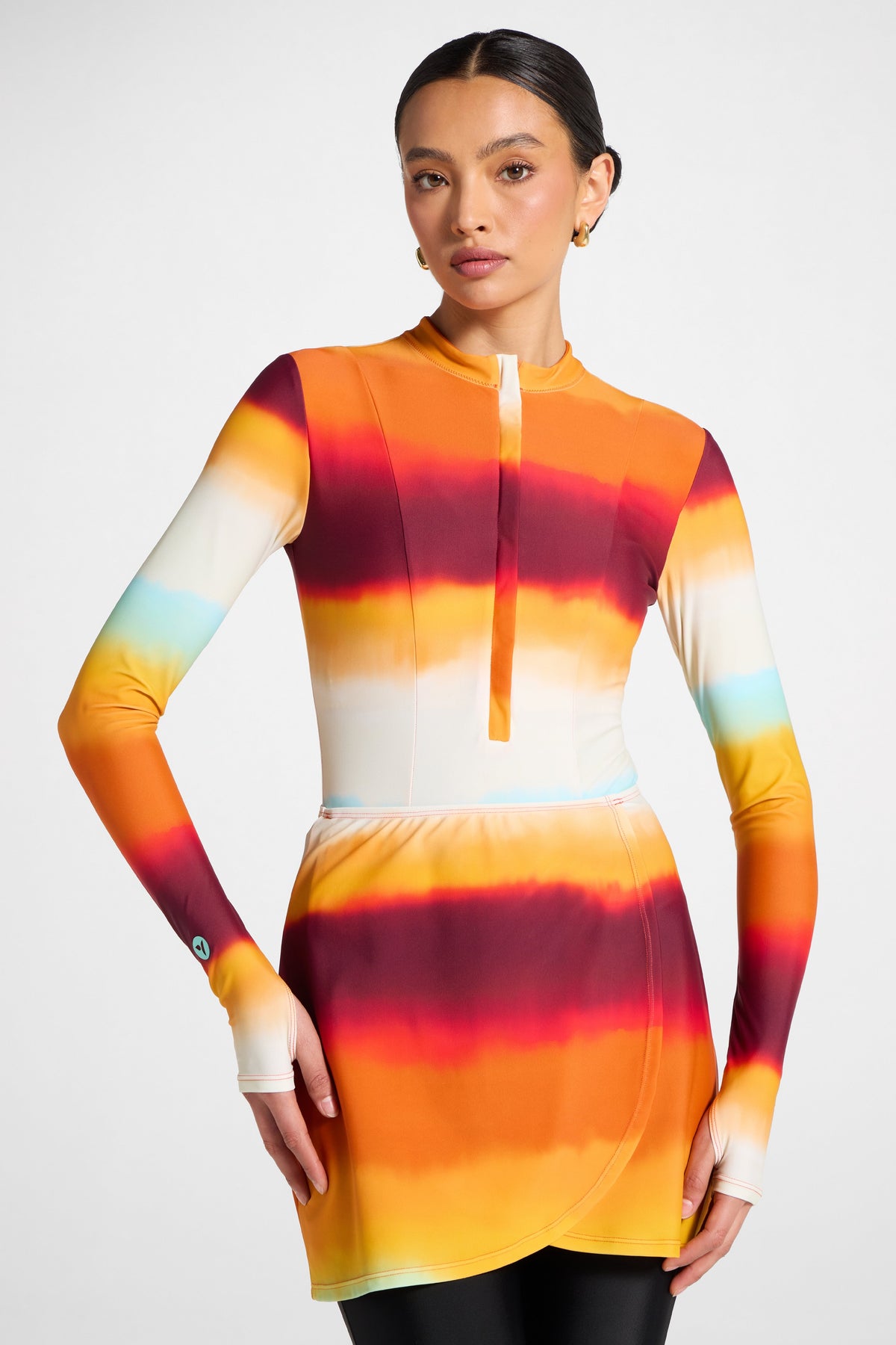 Wrap Two Piece Swimsuit & Skirt Set - Sunset Ombre
