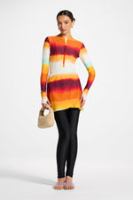 Wrap Two Piece Swimsuit & Skirt Set - Sunset Ombre