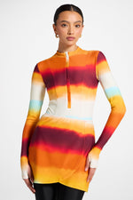 Wrap Two Piece Swimsuit & Skirt Set - Sunset Ombre