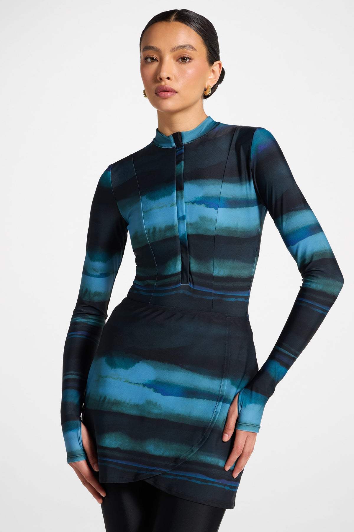 Wrap Two Piece Swimsuit & Skirt Set - Twilight Waves